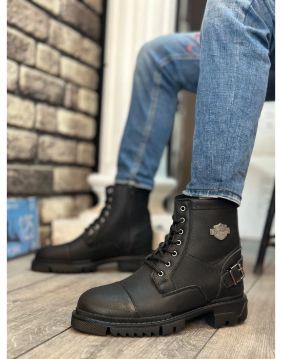 Ba0080 Kartal Fermuarlı Tokalı Siyah Erkek Klasik Spor Klasik Yarım Bilek Bot Erkek Klasik Ayakkabı