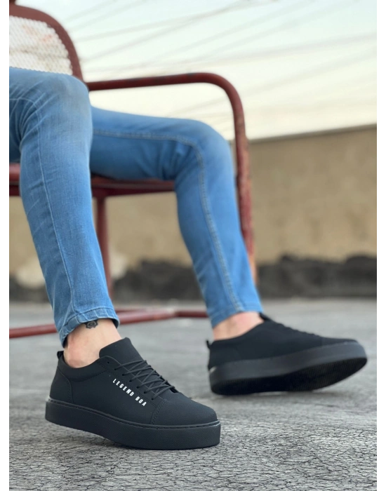 BA0104 Bağcıklı  Nubuk Siyah Spor Klasik Erkek Ayakkabı