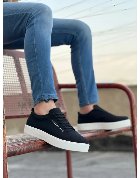 BA0104 Bağcıklı  Nubuk Spor Klasik Siyah Erkek Ayakkabı