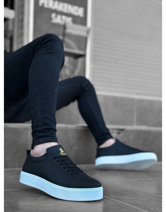 BA0104 Bağcıklı Siyah Cilt  Spor Klasik Erkek Ayakkabı