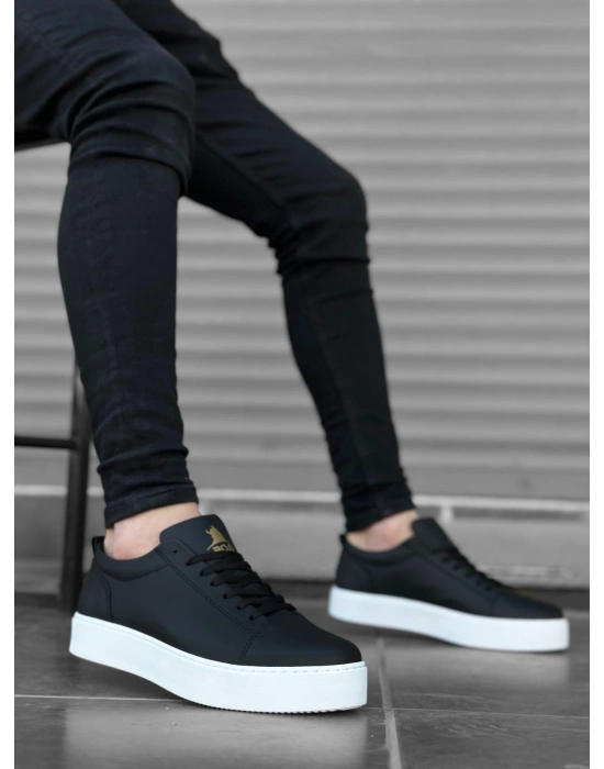 BA0104 Bağcıklı Siyah Cilt  Spor Klasik Erkek Ayakkabı