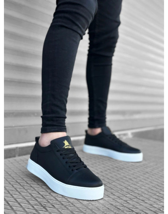 BA0104 Bağcıklı Siyah Cilt  Spor Klasik Erkek Ayakkabı