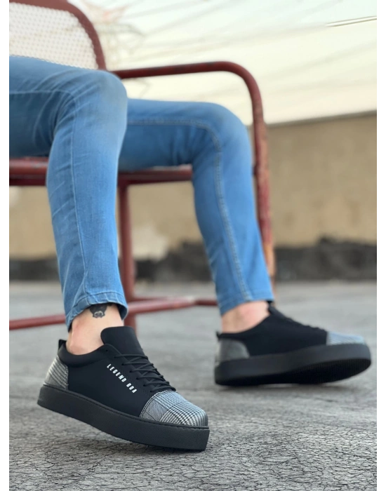 Ba0104 Bağcıklı Siyah Ekose Süet Siyah Taban Spor Klasik Erkek Ayakkabı Erkek Klasik Ayakkabı