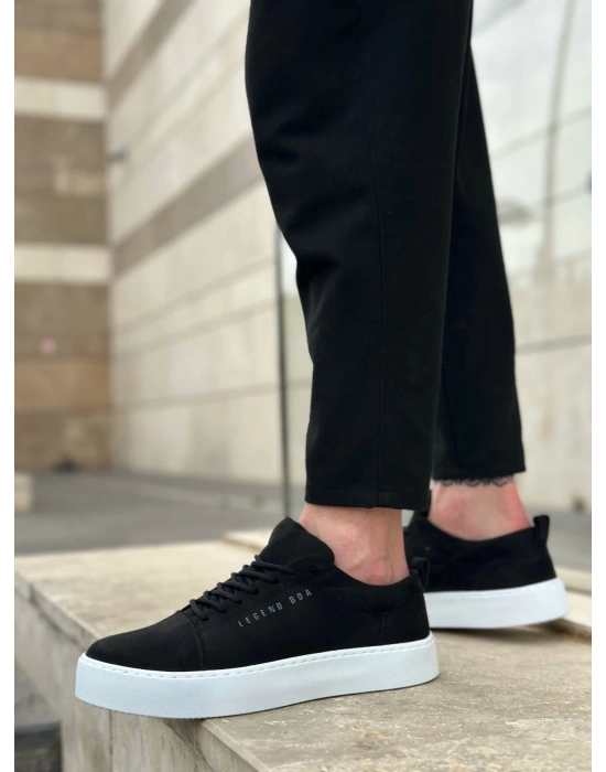 BA0104 BAĞCIKLI SİYAH SÜET BEYAZ TABAN SPOR KLASİK ERKEK AYAKKABI ERKEK KLASİK AYAKKABI