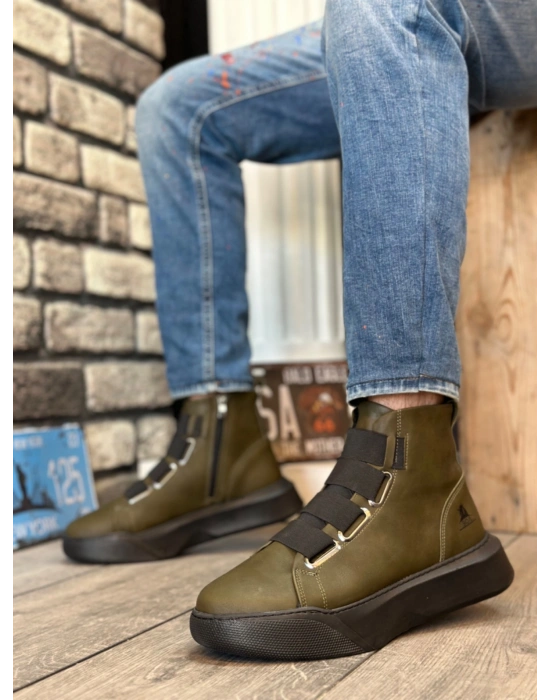 BA0142 Bantlı Erkek Yüksek Taban Haki Spor Bot