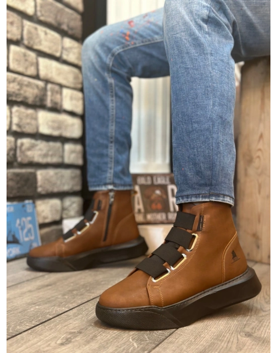 BA0142 Bantlı Erkek Yüksek Taban Kahverengi Spor Bot