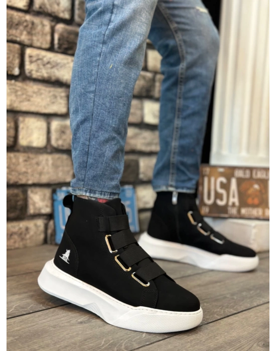 Ba0142 Bantlı Erkek Yüksek Taban Siyah Spor Erkek Bot