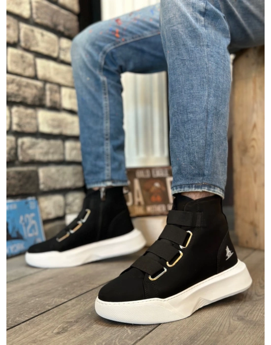 Ba0142 Bantlı Erkek Yüksek Taban Siyah Spor Erkek Bot