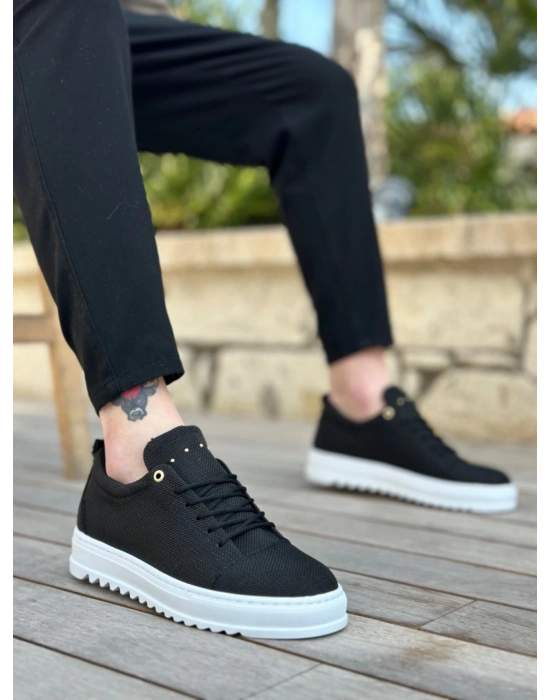 Ba0152 Bağcıklı Yüksek Taban Siyah Keten Erkek Ayakkabı Erkek Günlük Ayakkabı