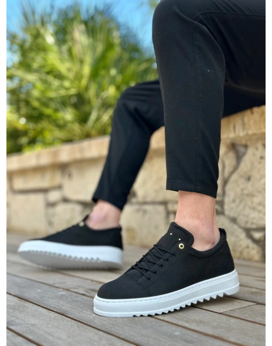 Ba0152 Bağcıklı Yüksek Taban Siyah Keten Erkek Ayakkabı Erkek Günlük Ayakkabı