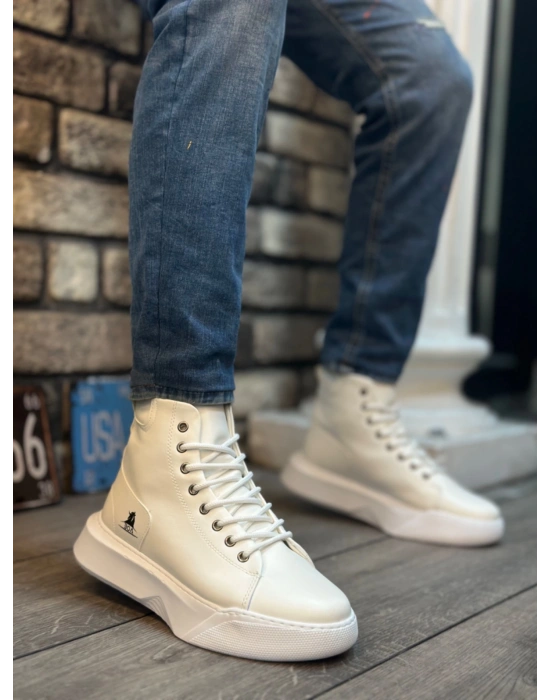 Ba0155 Bağcıklı Erkek Yüksek Taban Beyaz Spor Erkek Bot