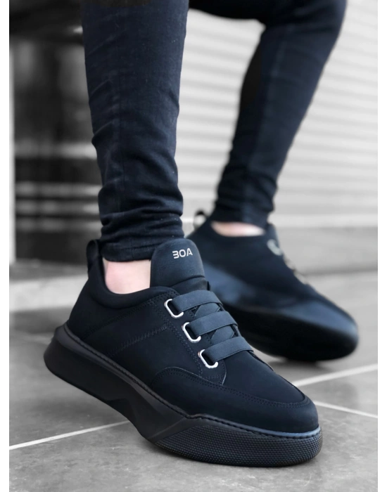 Ba0160 Bantlı Erkek Yüksek Taban Siyah Erkek Spor Ayakkabı