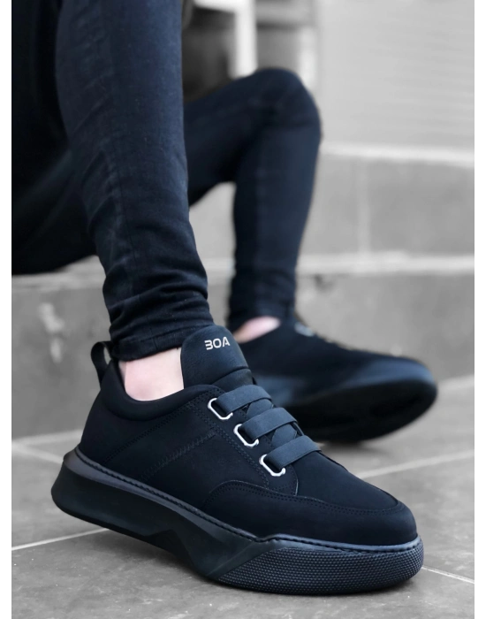 Ba0160 Bantlı Erkek Yüksek Taban Siyah Erkek Spor Ayakkabı