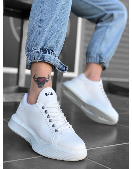 Ba0161 Bağcıklı Erkek Yüksek Taban Beyaz Erkek Spor Ayakkabı