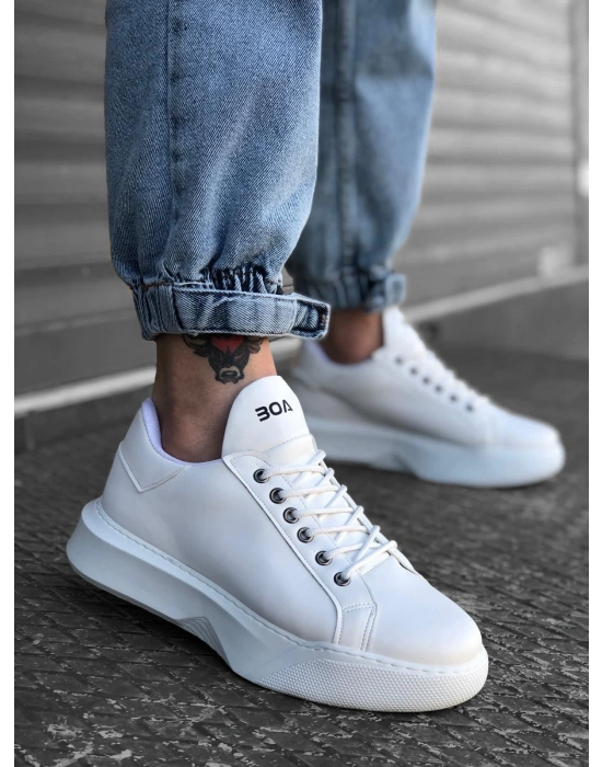 Ba0161 Bağcıklı Erkek Yüksek Taban Beyaz Erkek Spor Ayakkabı