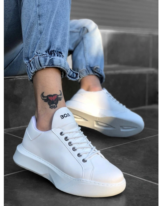 Ba0161 Bağcıklı Erkek Yüksek Taban Beyaz Erkek Spor Ayakkabı