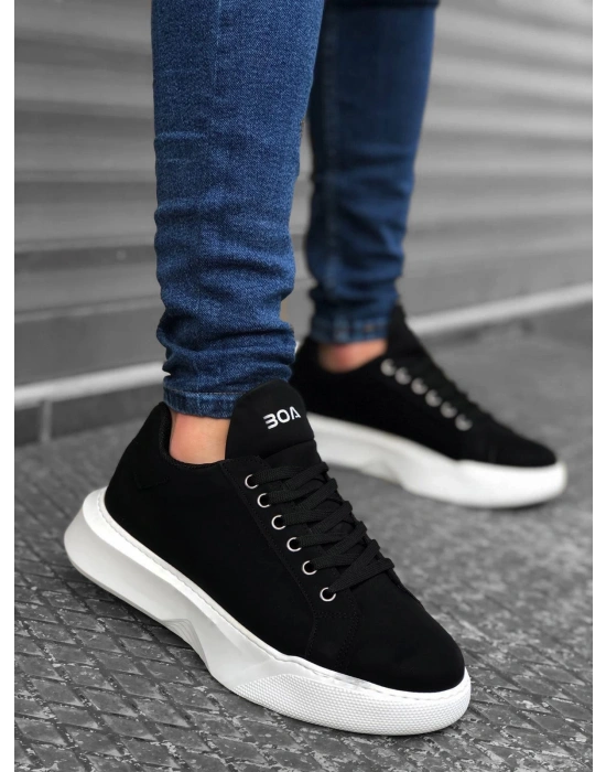 Ba0161 Bağcıklı Erkek Yüksek Taban Siyah Beyaz Erkek Spor Ayakkabı