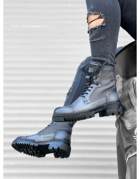 Ba0183 İçi Dışı Hakiki Deri Gri Erkek Postal Erkek Bot