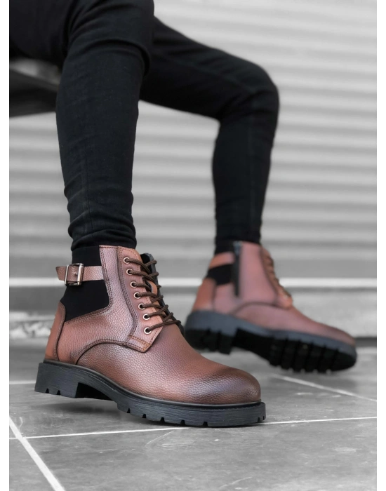 Ba0186 Fermuarlı Tokalı Taba Erkek Klasik Spor Klasik Yarım Bilek Bot Erkek Klasik Ayakkabı