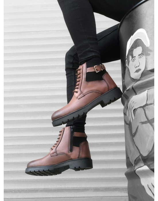 Ba0186 Fermuarlı Tokalı Taba Erkek Klasik Spor Klasik Yarım Bilek Bot Erkek Klasik Ayakkabı