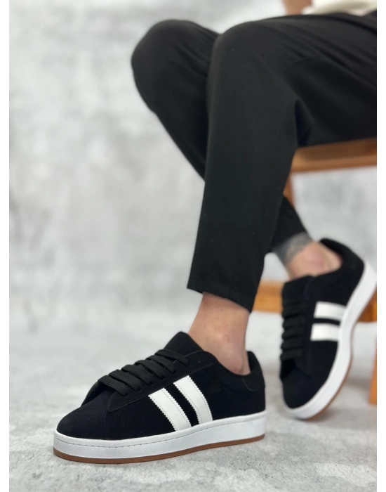 Ba0235 Boa İki Çizgili Siyah Süet Erkek Erkek Günlük Ayakkabı