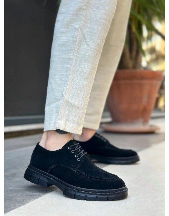 BA0237 Bağcıklı Klasik Siyah Taban  Süet Casual Erkek Ayakkabı