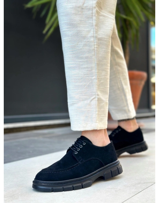 BA0237 Bağcıklı Klasik Siyah Taban  Süet Casual Erkek Ayakkabı