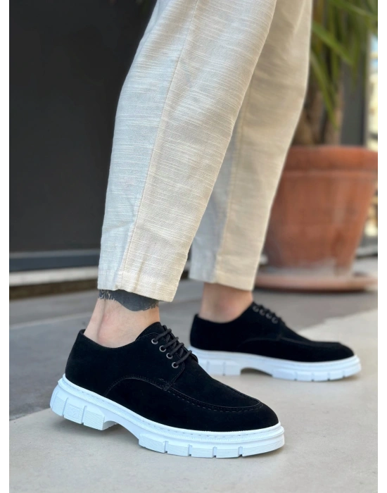 BA0237 Bağcıklı Klasik Yüksek Taban Siyah Süet Casual Erkek Ayakkabı