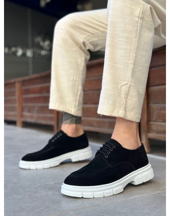 BA0237 Bağcıklı Klasik Yüksek Taban Siyah Süet Casual Erkek Ayakkabı