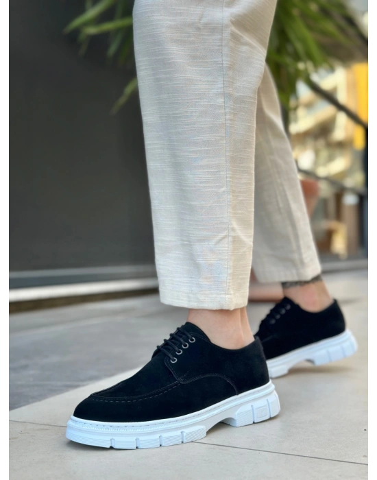 BA0237 Bağcıklı Klasik Yüksek Taban Siyah Süet Casual Erkek Ayakkabı