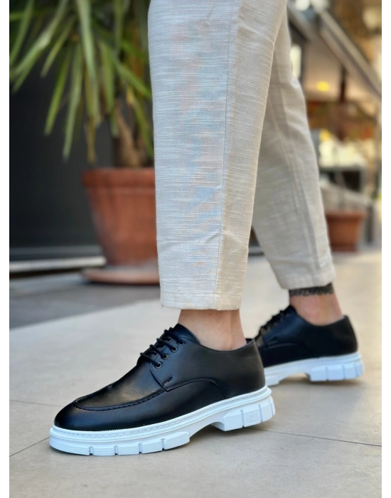 BA0237 Bağcıklı Rugan Klasik Yüksek Taban Cilt Siyah Casual Erkek Ayakkabı