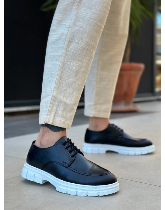 BA0237 Bağcıklı Rugan Klasik Yüksek Taban Cilt Siyah Casual Erkek Ayakkabı