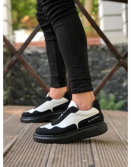 Ba0238 Boa Yüksek Taban Siyah Beyaz Bağcıklı Erkek Ayakkabı Erkek Günlük Ayakkabı