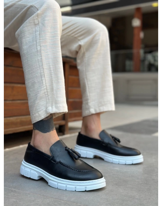 Ba0240 Yüksek Taban Klasik Parlak Püsküllü Cilt Siyah Erkek Ayakkabı Erkek Klasik Ayakkabı