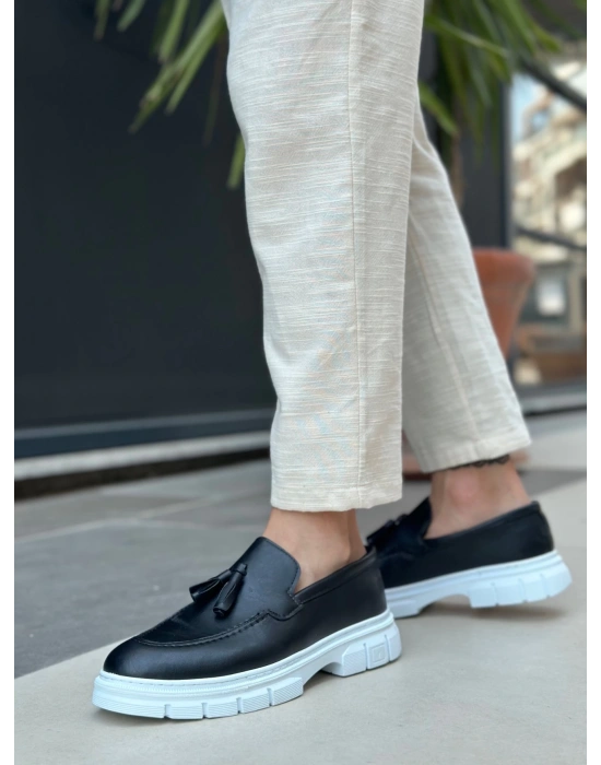 Ba0240 Yüksek Taban Klasik Parlak Püsküllü Cilt Siyah Erkek Ayakkabı Erkek Klasik Ayakkabı