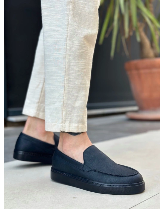 BA0241 Bağcıksız Siyah Taban Cilt Erkek Ayakkabı