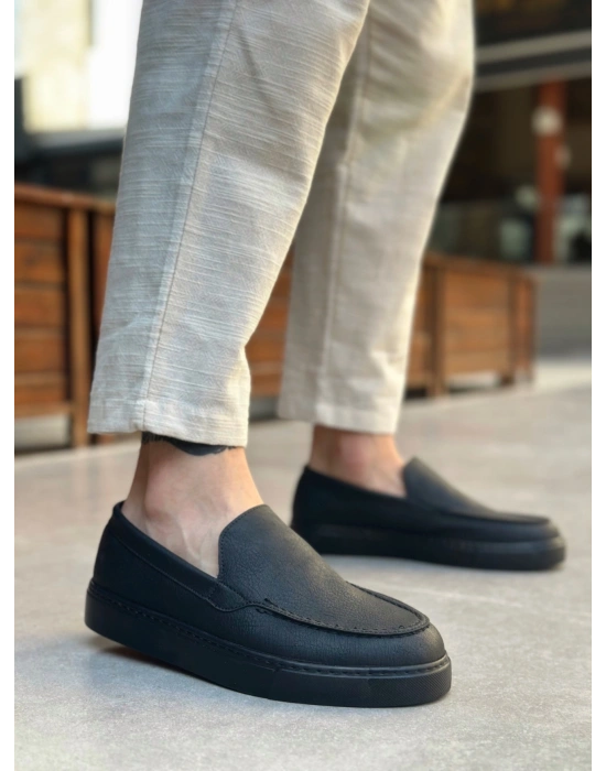 BA0241 Bağcıksız Siyah Taban Cilt Erkek Ayakkabı