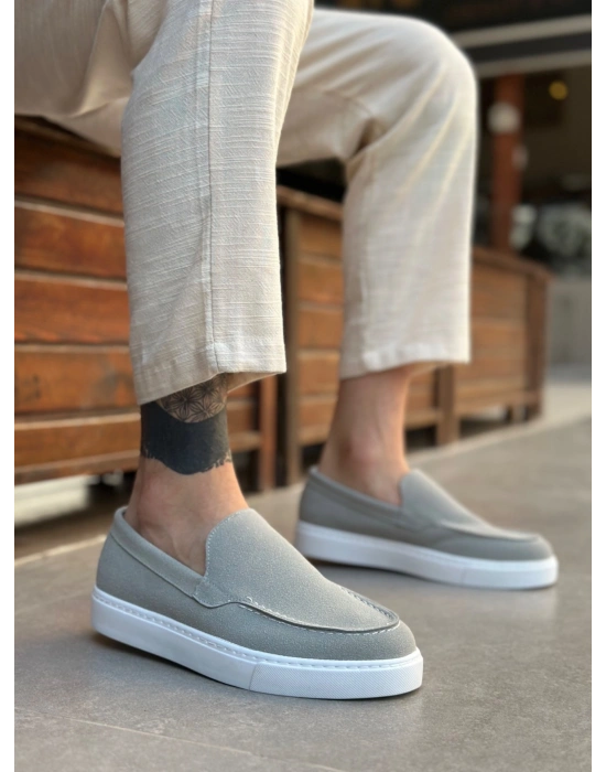 BA0241 Bağcıksız Yüksek Taban Gri Süet Erkek Ayakkabı