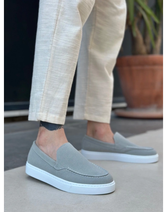 BA0241 Bağcıksız Yüksek Taban Gri Süet Erkek Ayakkabı