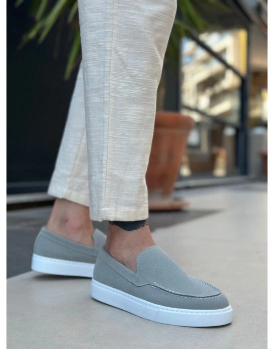 BA0241 Bağcıksız Yüksek Taban Gri Süet Erkek Ayakkabı