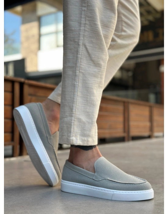 BA0241 Bağcıksız Yüksek Taban Gri Süet Erkek Ayakkabı