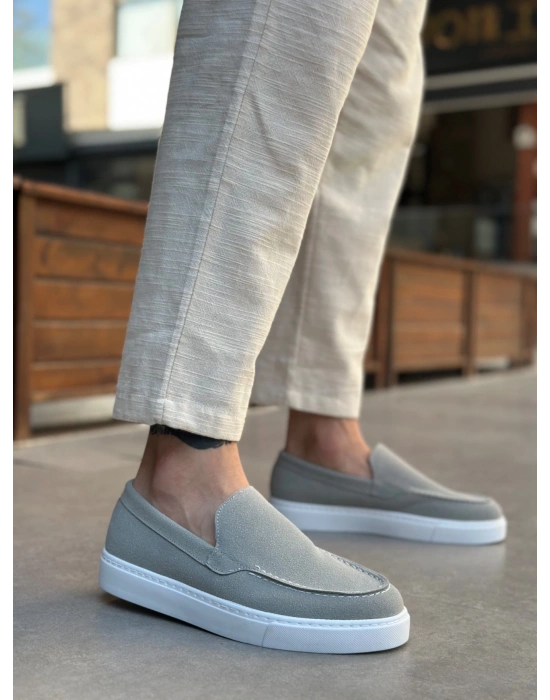 Ba0241 Bağcıksız Yüksek Taban Gri Süet Erkek Ayakkabı Erkek Günlük Ayakkabı