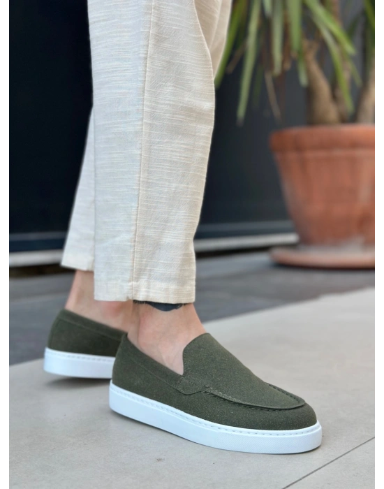 BA0241 Bağcıksız Yüksek Taban Haki Süet Erkek Ayakkabı