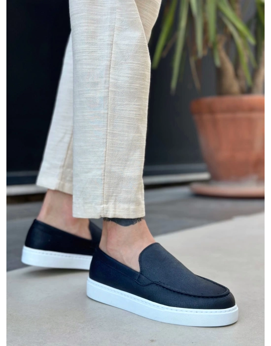 Ba0241 Bağcıksız Yüksek Taban Siyah Beyaz Taban Cilt Erkek Ayakkabı Erkek Günlük Ayakkabı