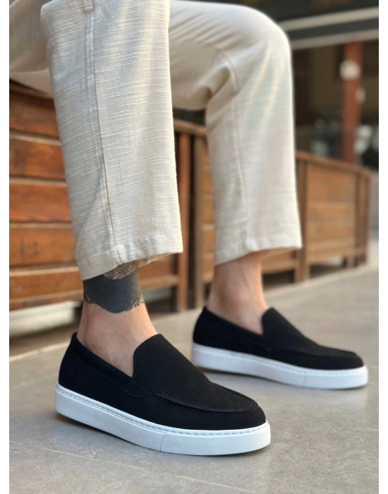 Ba0241 Bağcıksız Yüksek Taban Siyah Süet Erkek Ayakkabı Erkek Günlük Ayakkabı