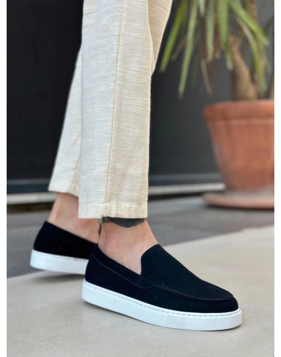 Ba0241 Bağcıksız Yüksek Taban Siyah Süet Erkek Ayakkabı Erkek Günlük Ayakkabı