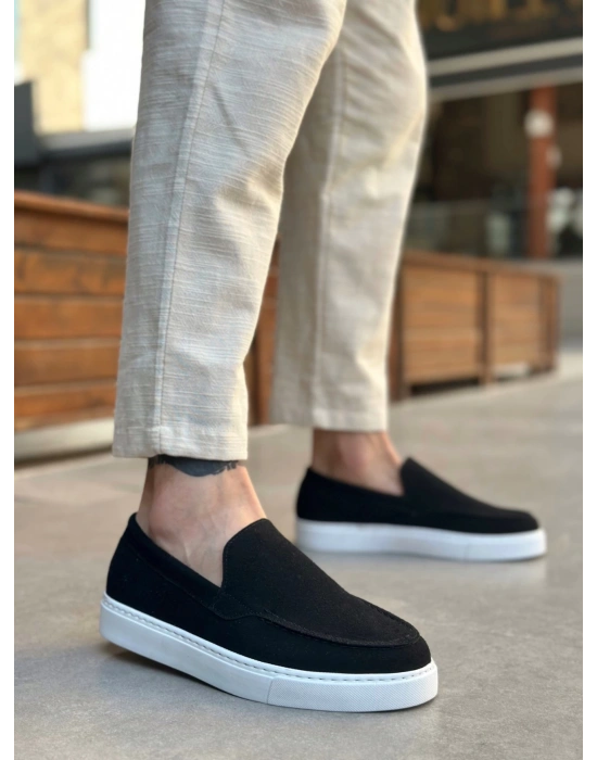 Ba0241 Bağcıksız Yüksek Taban Siyah Süet Erkek Ayakkabı Erkek Günlük Ayakkabı