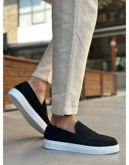 Ba0241 Bağcıksız Yüksek Taban Siyah Süet Erkek Ayakkabı Erkek Günlük Ayakkabı