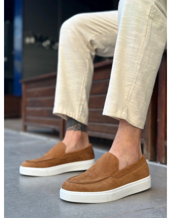 BA0241 Bağcıksız Yüksek Taban Taba Süet Erkek Ayakkabı