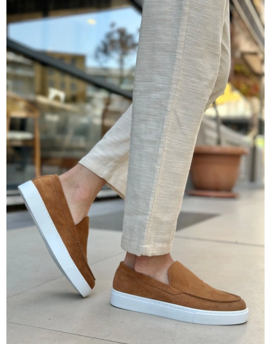 BA0241 Bağcıksız Yüksek Taban Taba Süet Erkek Ayakkabı